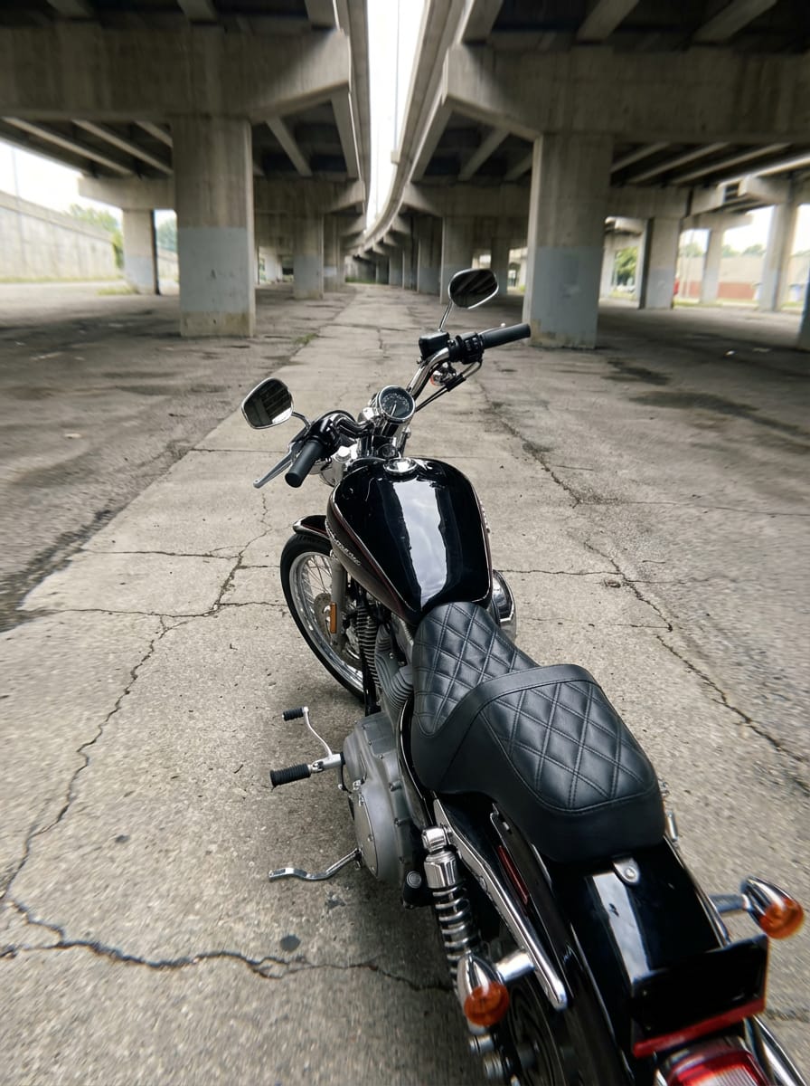 Customer photo review of Iron Born Diamond Stitch 2-Up Seat For Harley Sportster 883 Custom XL883C Black