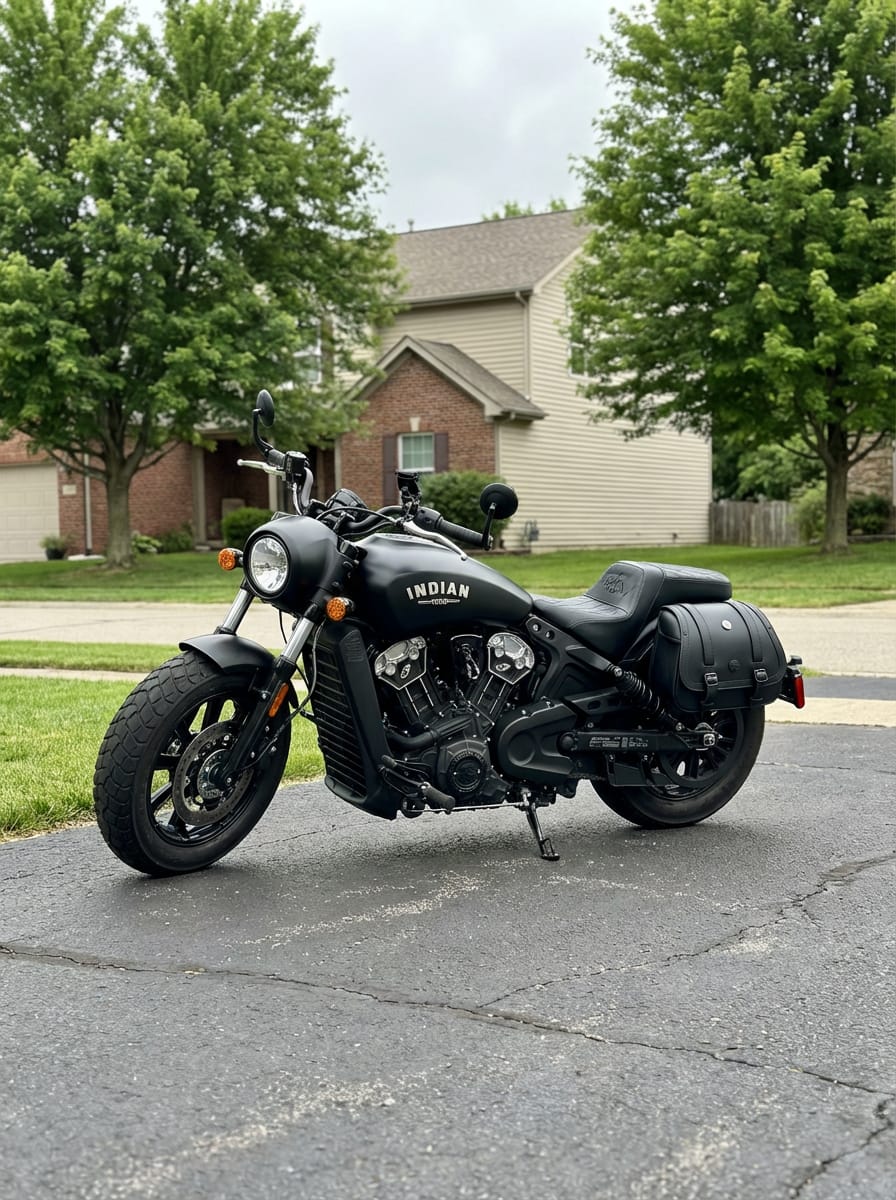 Customer photo review of 25L - SpiritBlade Large 2025+ Indian Scout Sixty Bobber Leather Motorcycle Saddlebags