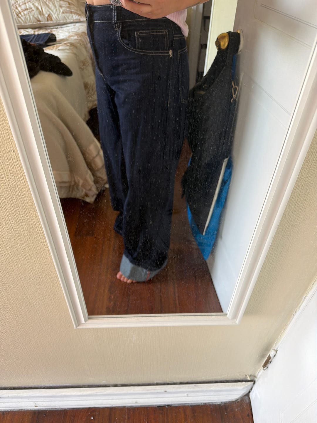 Customer photo review of JEANS WIDE LEG TIRO ALTO JOSEFA azul R