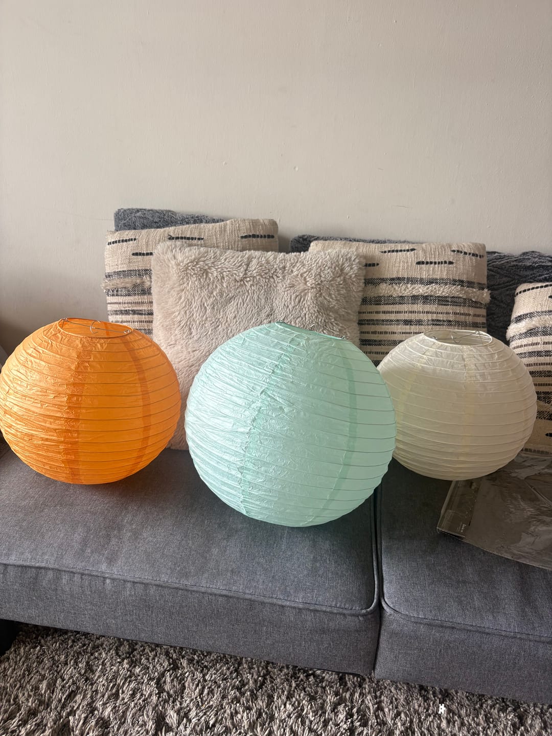 Customer photo review of 14" Ivory Round Paper Lantern, Even Ribbing, Chinese Hanging Wedding & Party Decoration