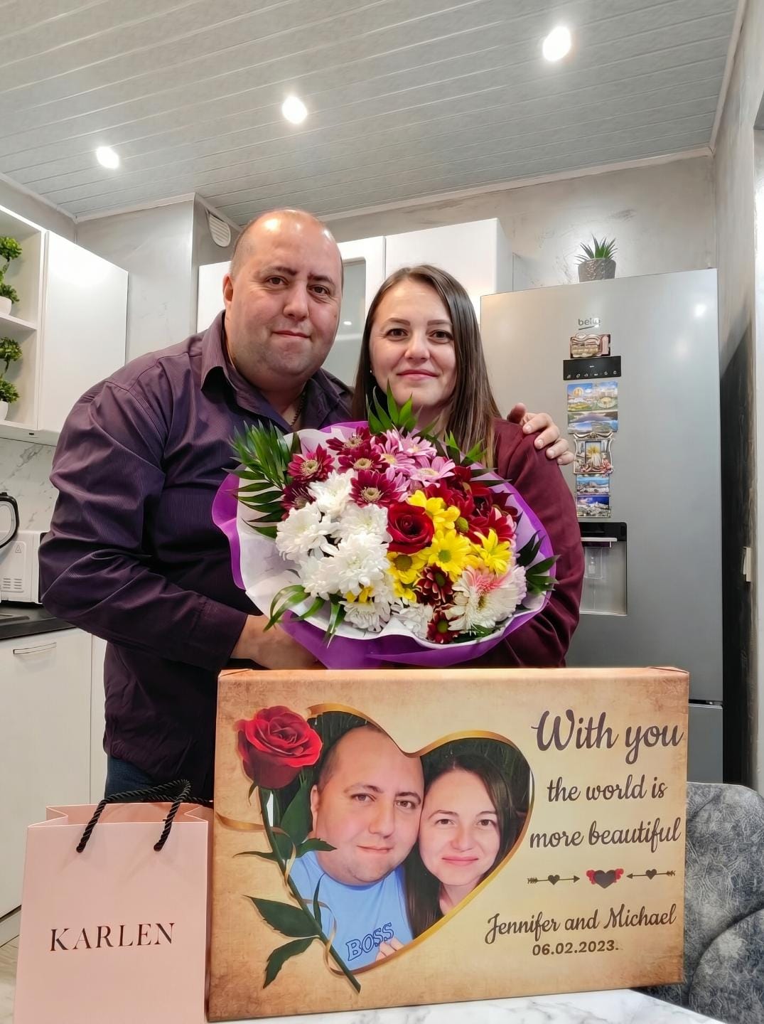 Customer photo review of With you the World is more Beautiful - Canvas with your Photo