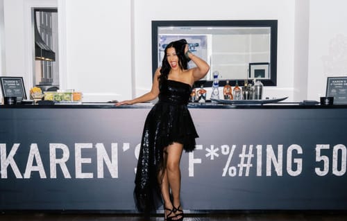 Customer photo review of Tulum Noir Sequin Gown by Bronx and Banco