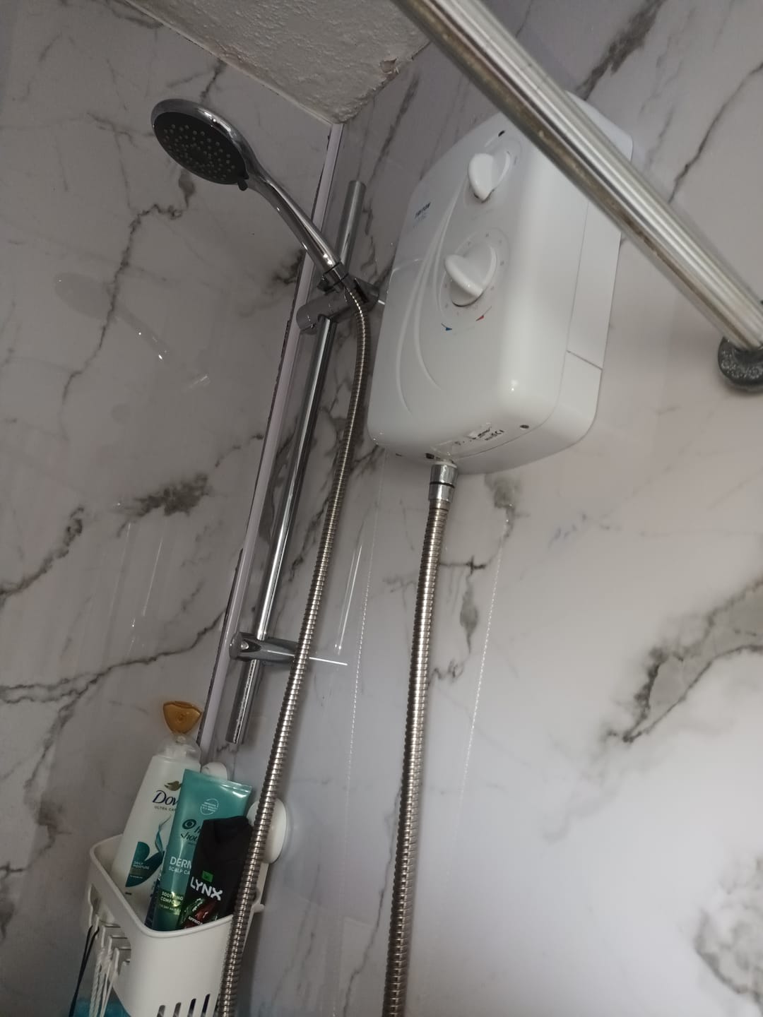 Customer photo review of Premium White Calacatta Gloss Shower Wall Panel – 1M x 2.4M