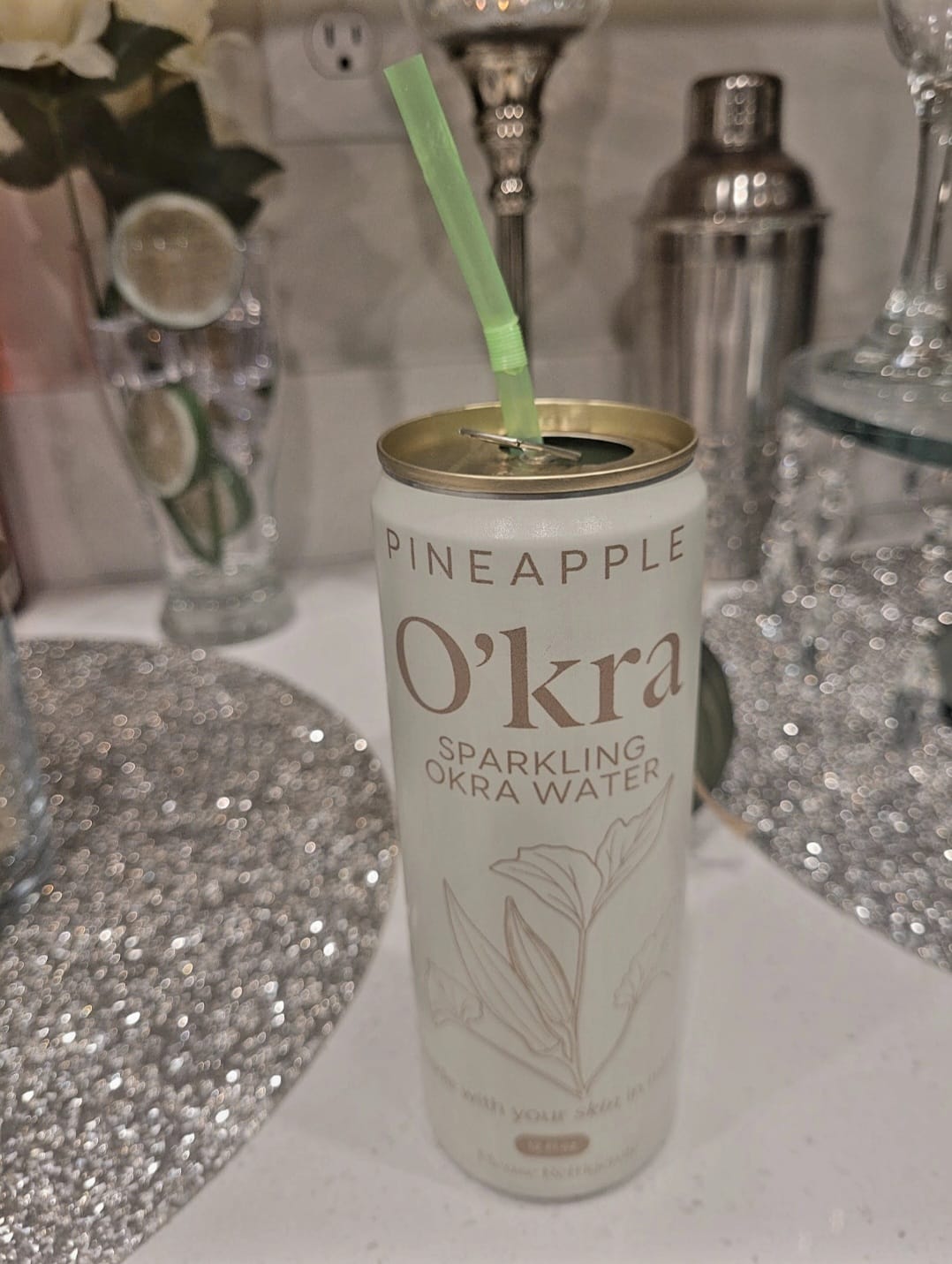 Customer photo review of O’kra – Sparkling Okra Water (Pineapple) | Hydration & Skin Health