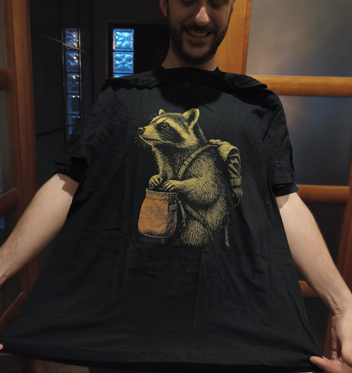 Customer photo review of Raccoon Chalk Up Tee