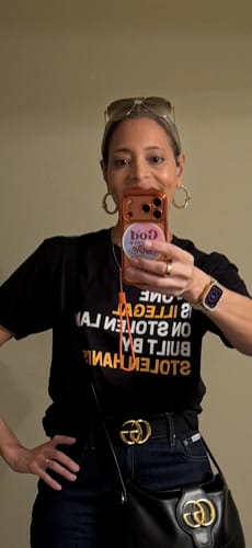 Customer photo review of Stolen Land  Premium Unisex T-Shirt