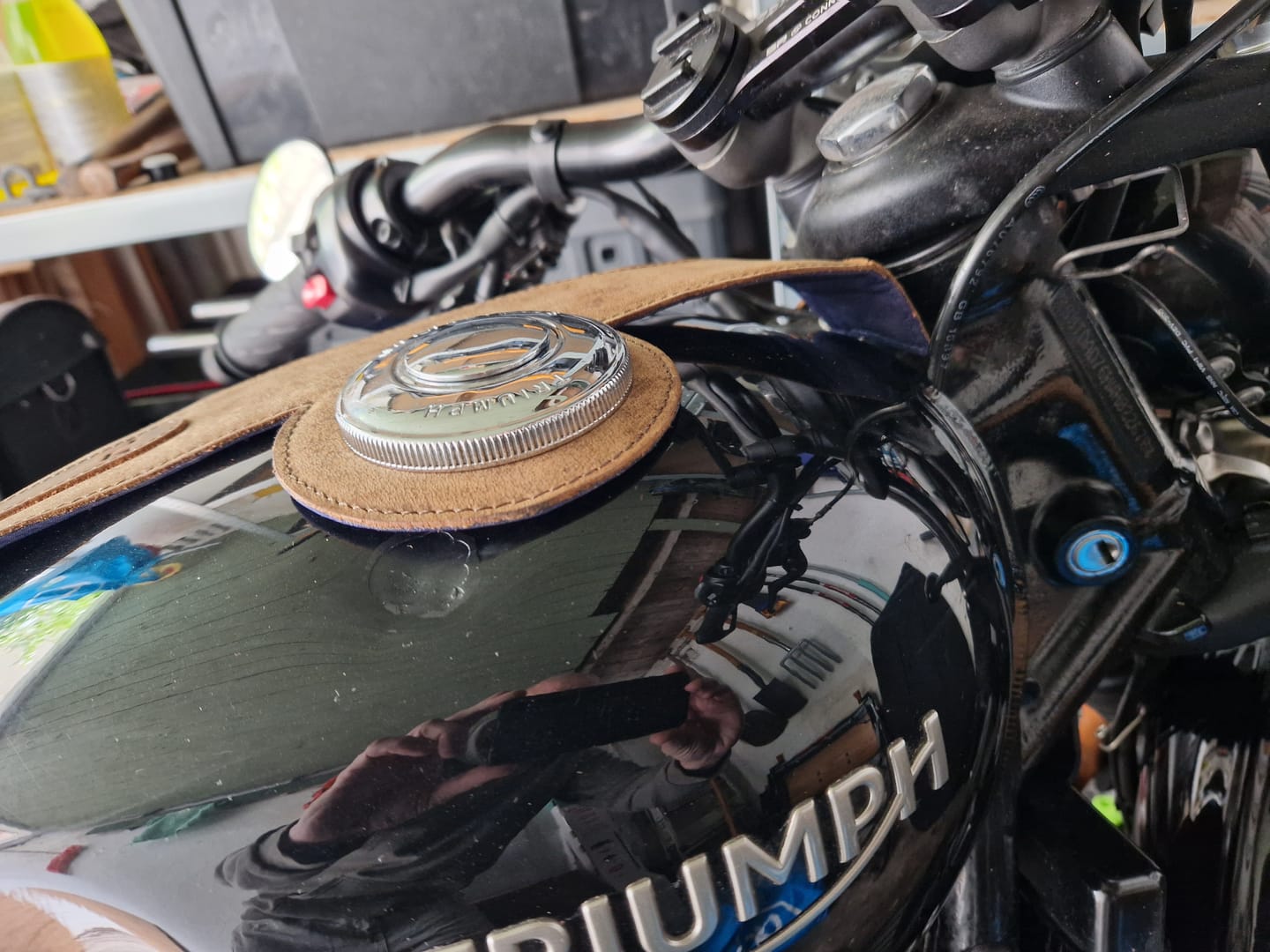 Customer photo review of triumph: moto exclusive tank strap