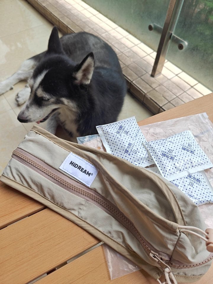 Customer photo review of Dog Cooling Collar with Reusable Ice Packs – Waterproof, Adjustable & Skin-Safe Design (No Direct Ice Contact)
