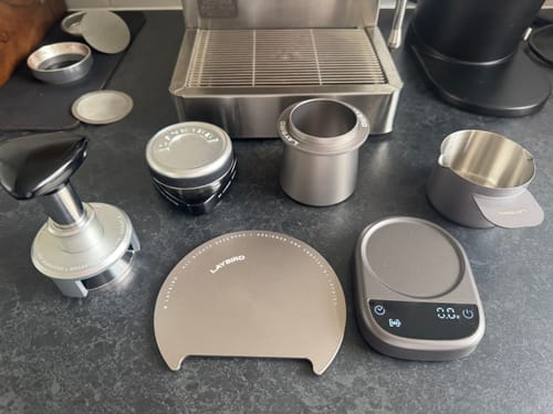 Customer photo review of LAYBIRD Ultimate Espresso Bundle: MagAttach Scale + TriPress Tamper & TriSpin Distributor