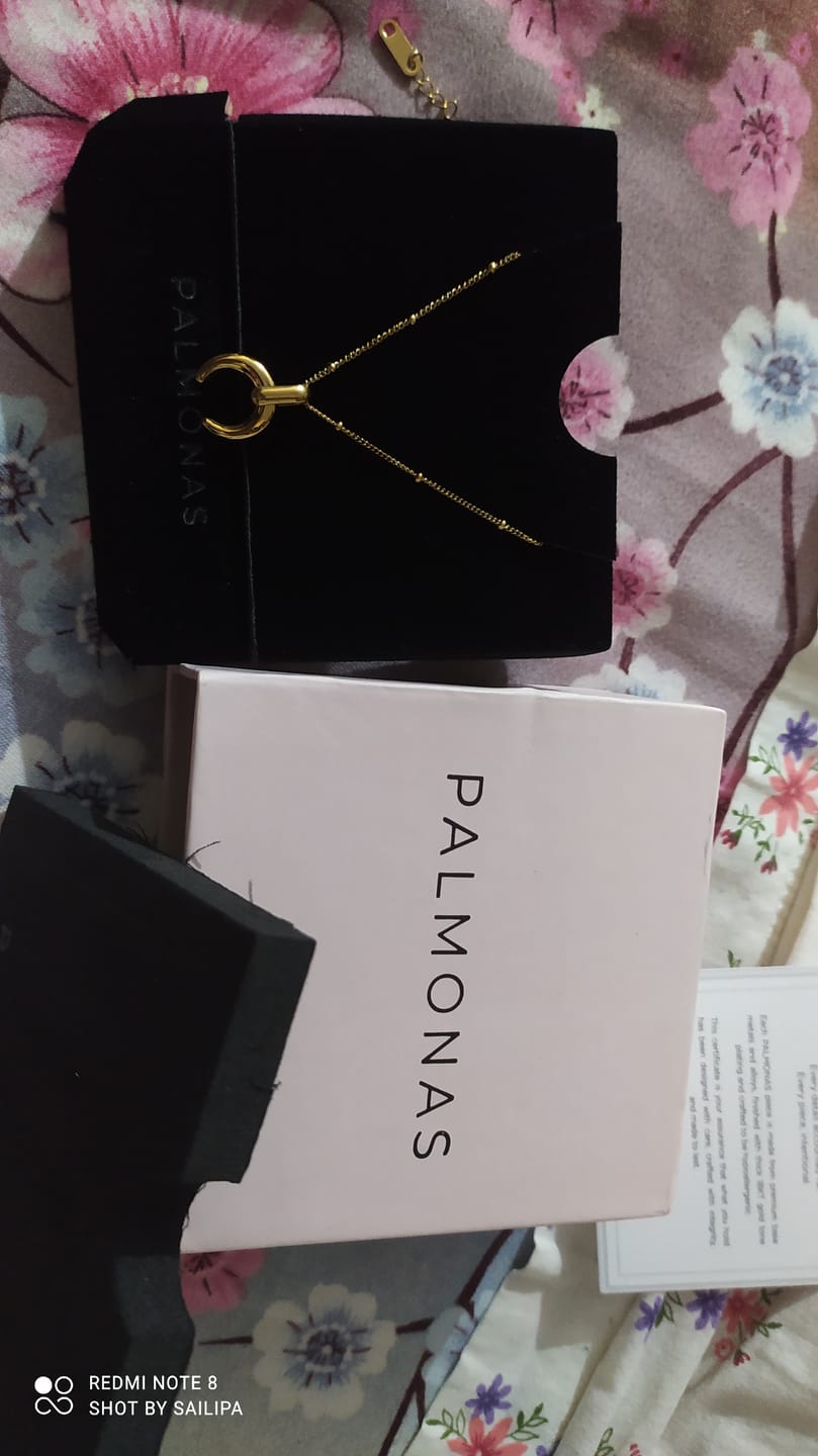 Customer photo review of Tiny Horn Necklace