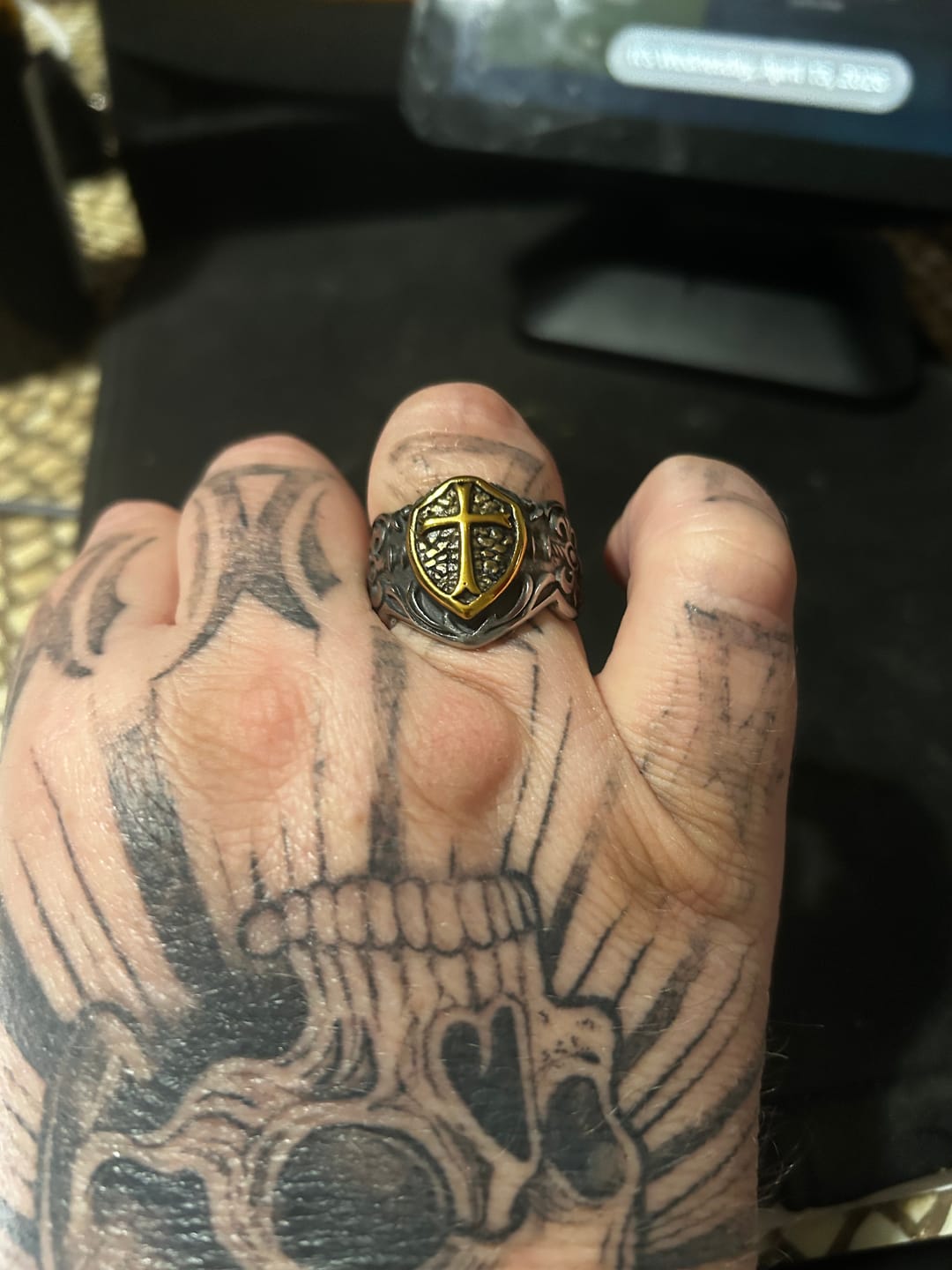 Customer photo review of Christianartworkshop Exclusive Crafted Cross Ring - Expression of Daily Faith