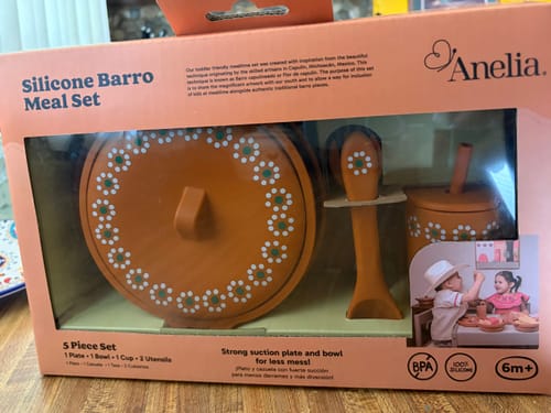 Customer photo review of Mexican Clay Plate Baby Mexican Inspired Silicone Barro Meal Set