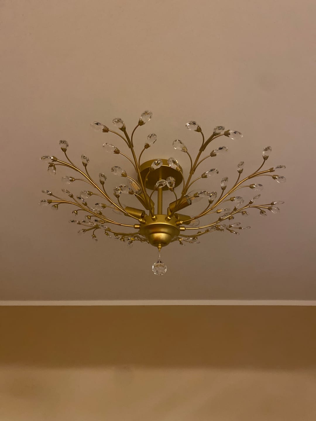 Customer photo review of Art Deco Vintage 5-Light Flower Basket Crystal Semi Flush Mount Ceiling Light
