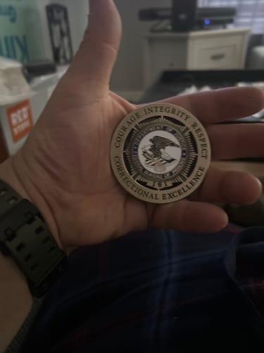 Customer photo review of Department Of Justice Federal Bureau Of Prisons Badge Customizable Number