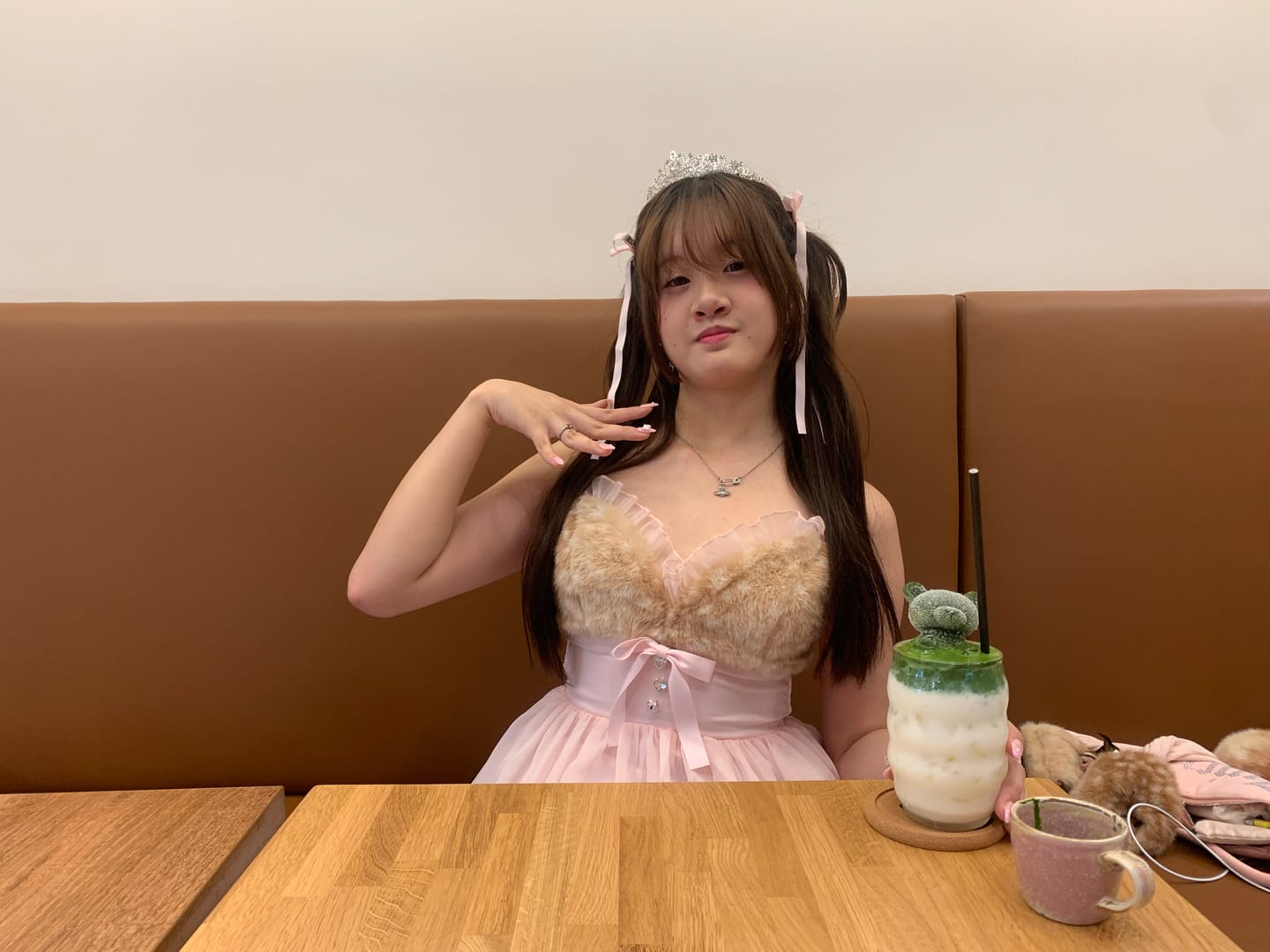 Customer photo review of Bambi Princess Fur Chiffon Dress (Pink)