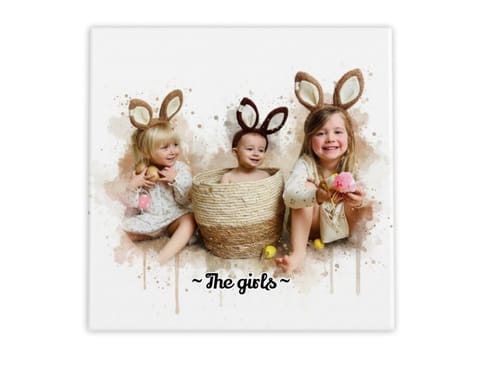 Customer photo review of Aquarel Portret op Tegel - Upload je eigen foto