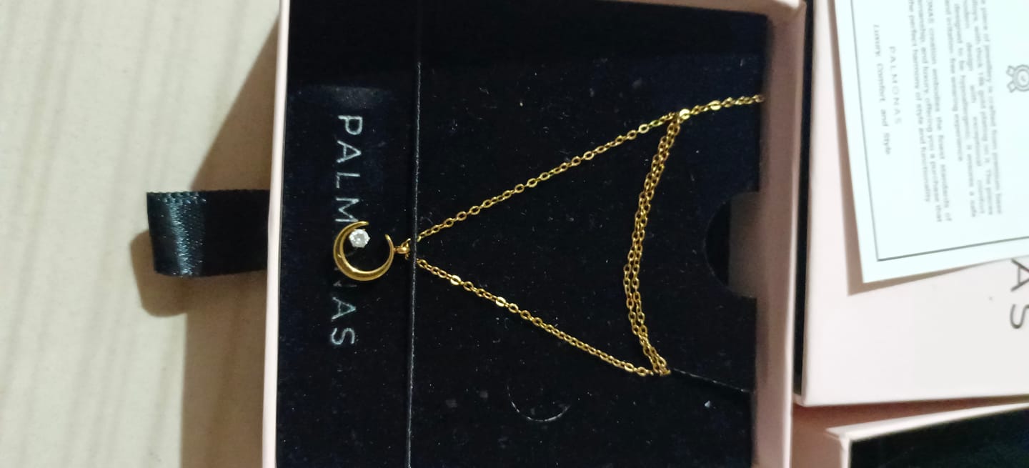 Customer photo review of Moon Charm Necklace
