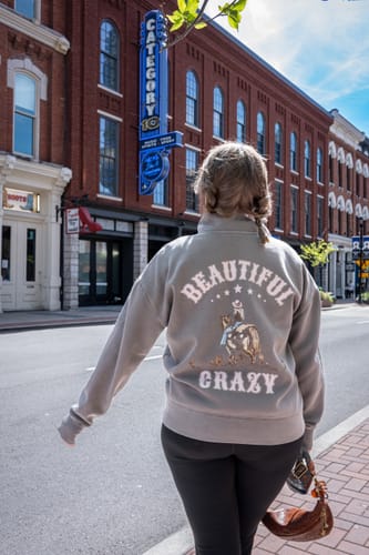 Customer photo review of Beautiful Crazy Ladies Quarter Zip Sweater - Premium Cotton