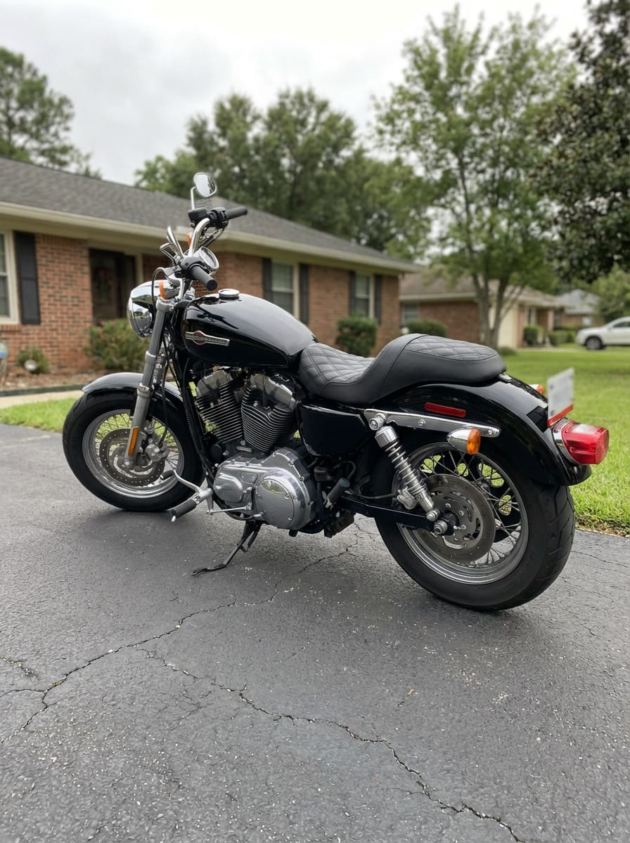 Customer photo review of Iron Born Diamond Stitch 2-Up Seat For Harley Sportster 1200 Custom XL1200C Black