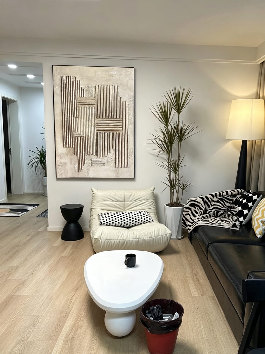 Customer photo review of Linear Rhythm -Abstract Geometric Line Wall Art, Neutral Tones Modern Decor for Home