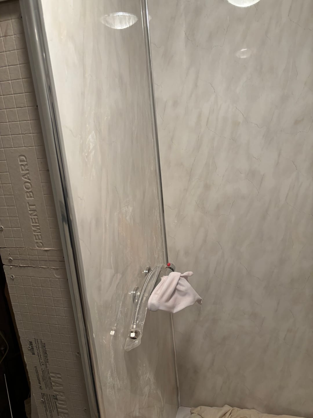 Customer photo review of 10mm Lightning Marble Gloss Shower Panel 1M x 2.4M