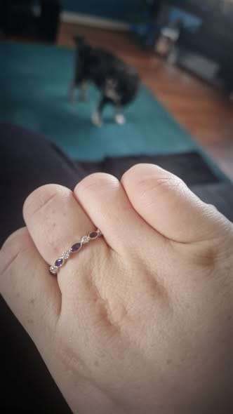 Customer photo review of Keepsake Dainty Sparkle Half Marquise Ring
