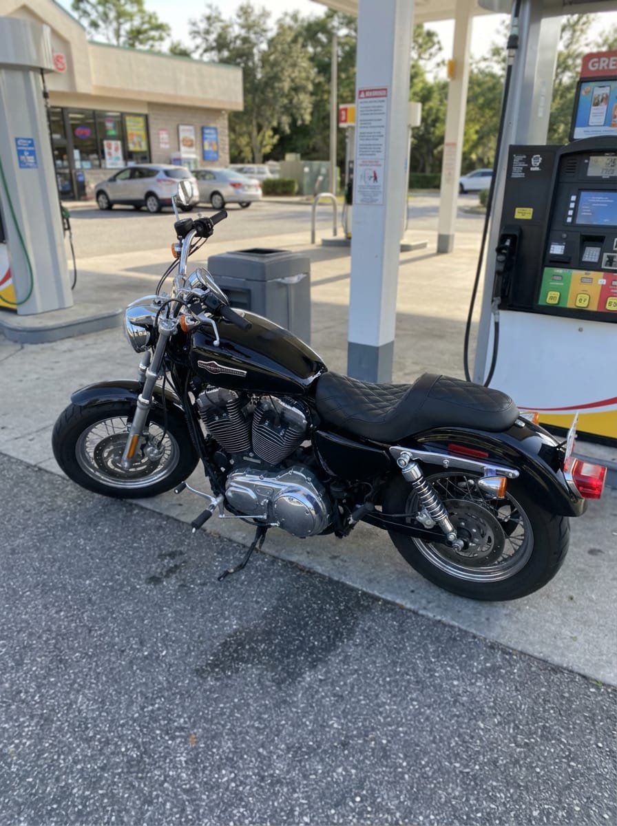 Customer photo review of Iron Born Diamond Stitch 2-Up Seat For Harley Sportster 1200 Custom XL1200C Black