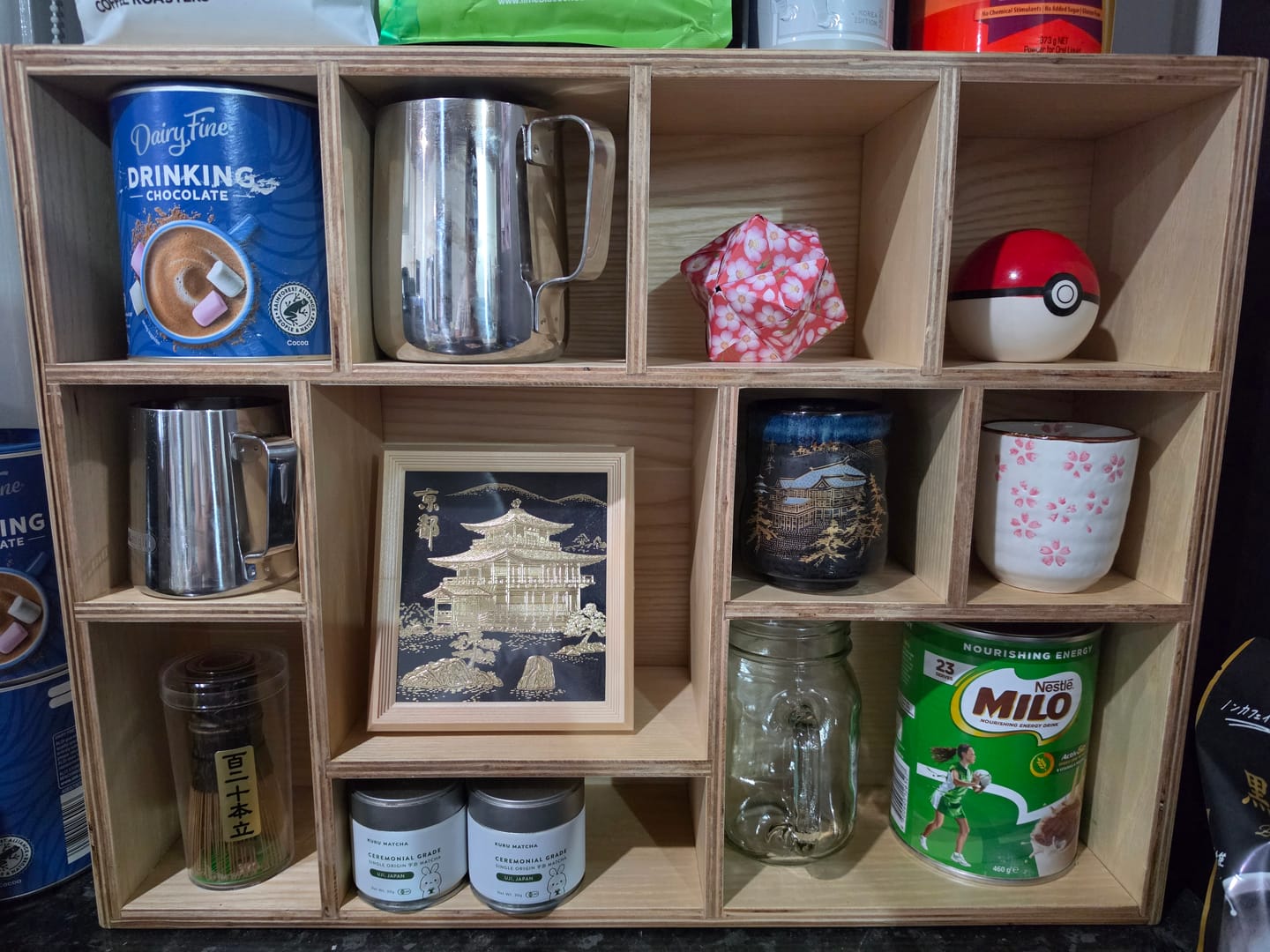 Customer photo review of Handcrafted Wooden Display Shelf