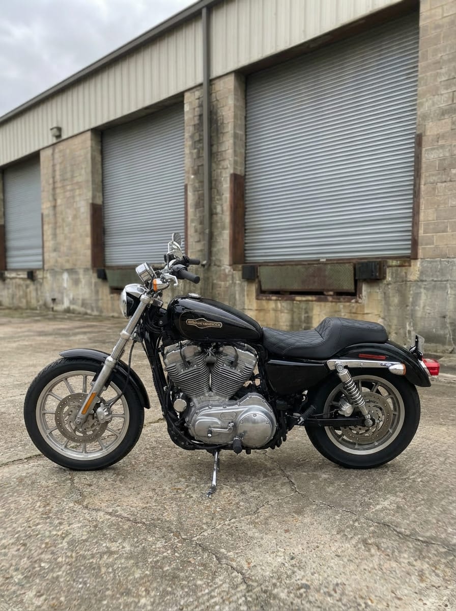 Customer photo review of Iron Born Diamond Stitch 2-Up Seat For Harley Sportster 1200 Low XL1200L Black