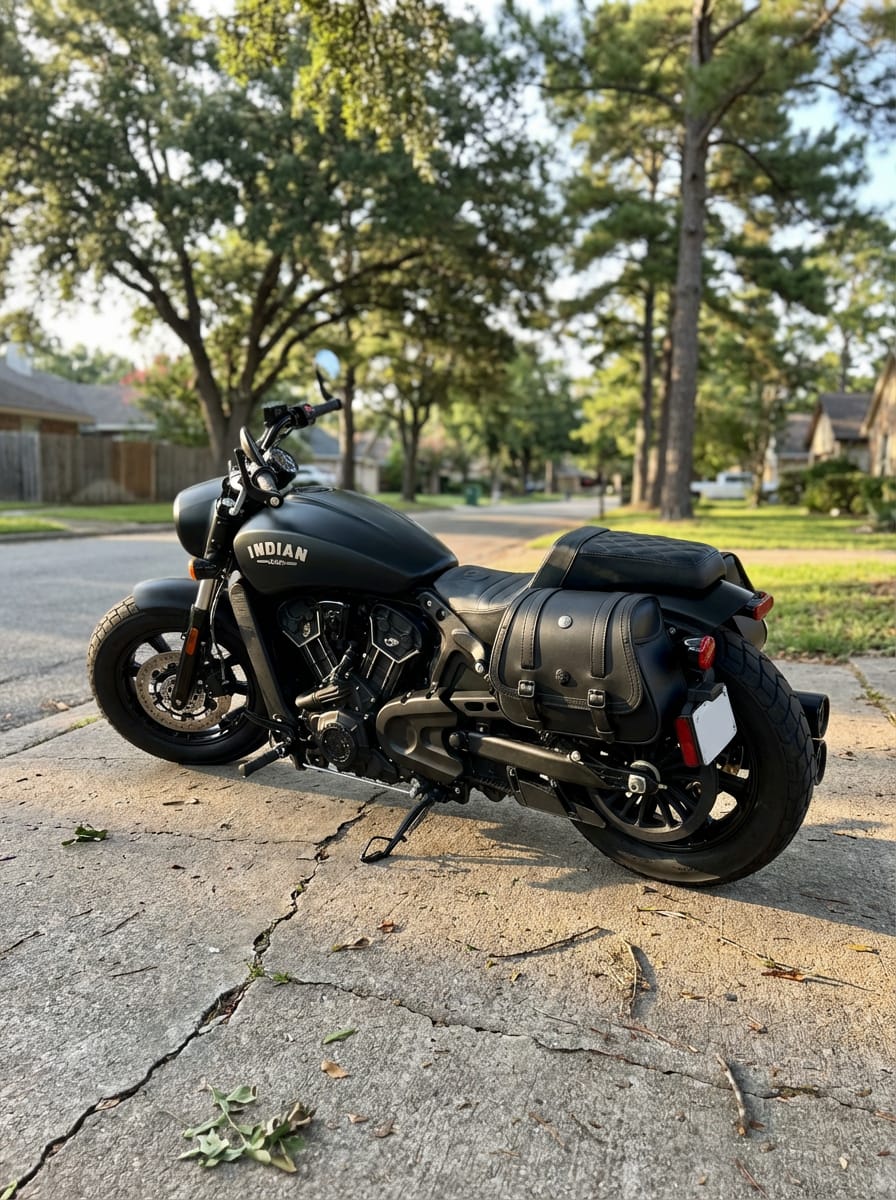 Customer photo review of 25L - SpiritBlade Large 2025+ Indian Scout Sixty Bobber Leather Motorcycle Saddlebags