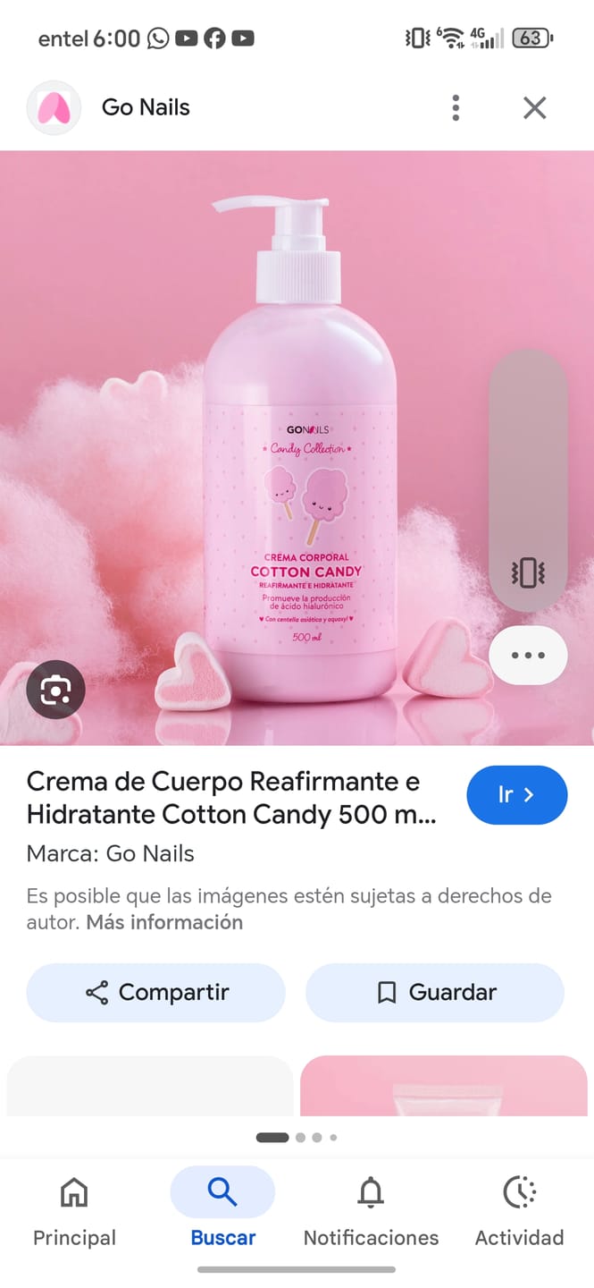 Customer photo review of Crema de Cuerpo Reafirmante e Hidratante Cotton Candy 500 ml