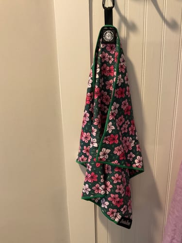 Customer photo review of Azaleas - Magnetic Golf Towel