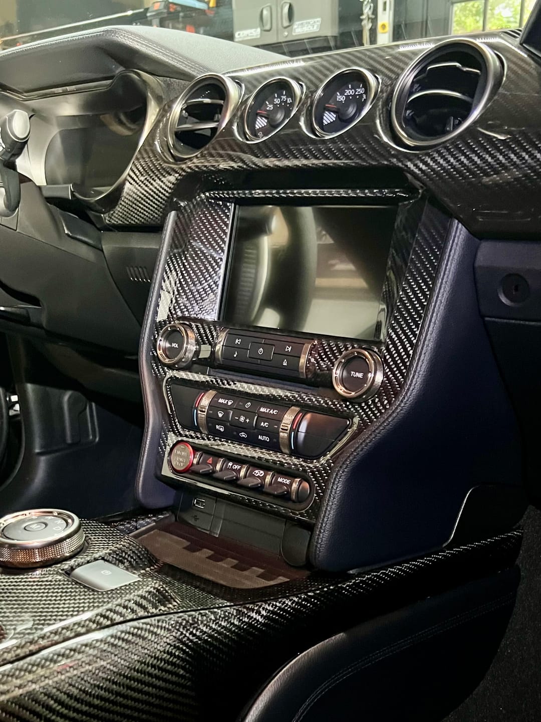 Customer photo review of Mustang 2015-2023 Carbon Fiber Infotainment Radio Trim Cover