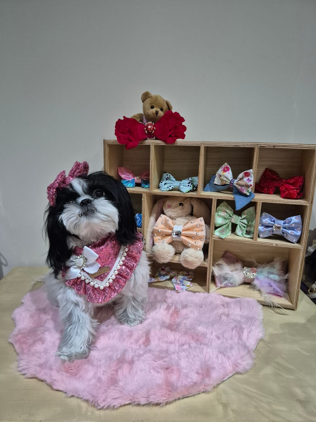 Customer photo review of Handcrafted Wooden Display Shelf