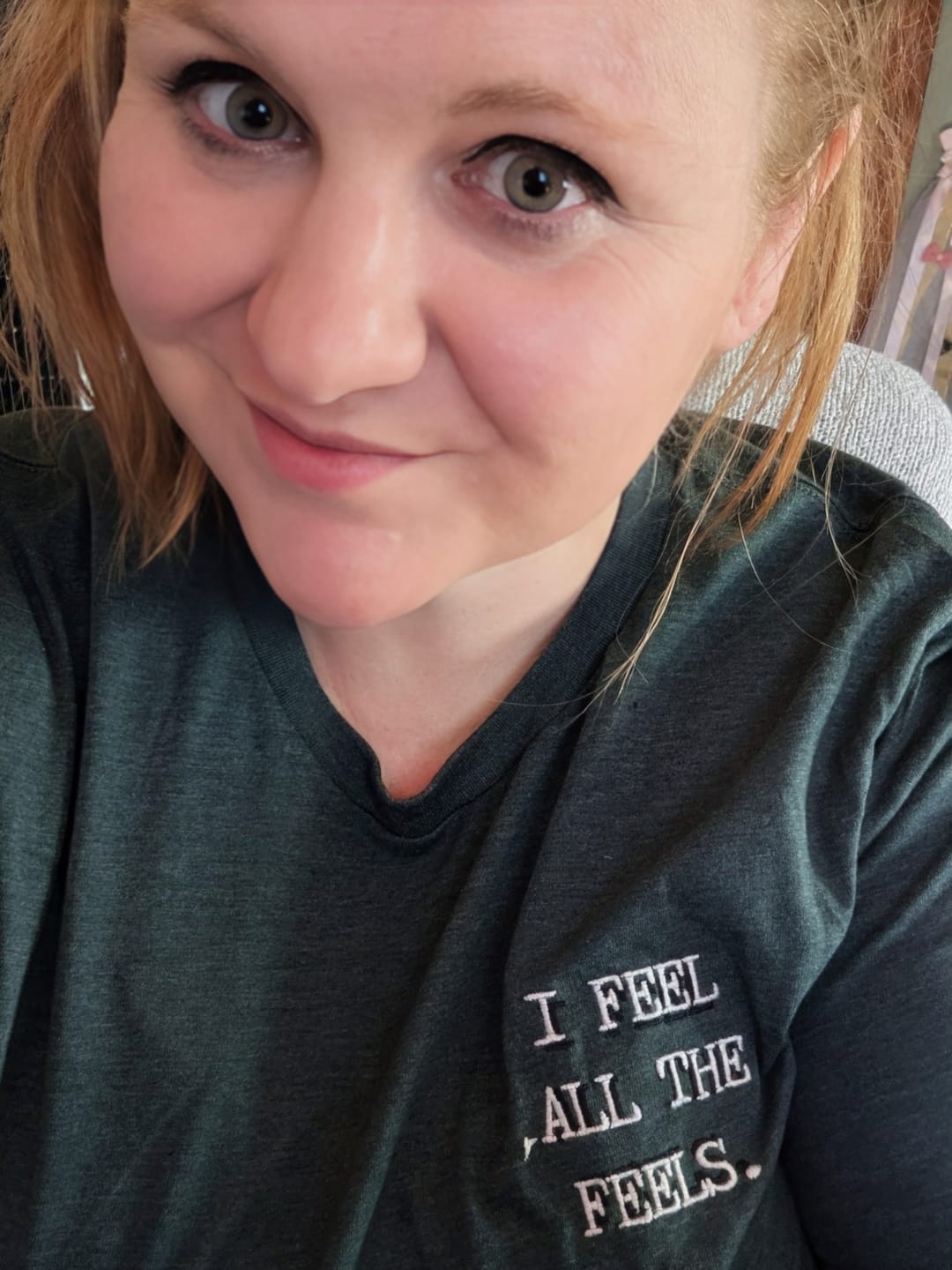 Customer photo review of I Feel All The Feels Embroidered T-Shirt