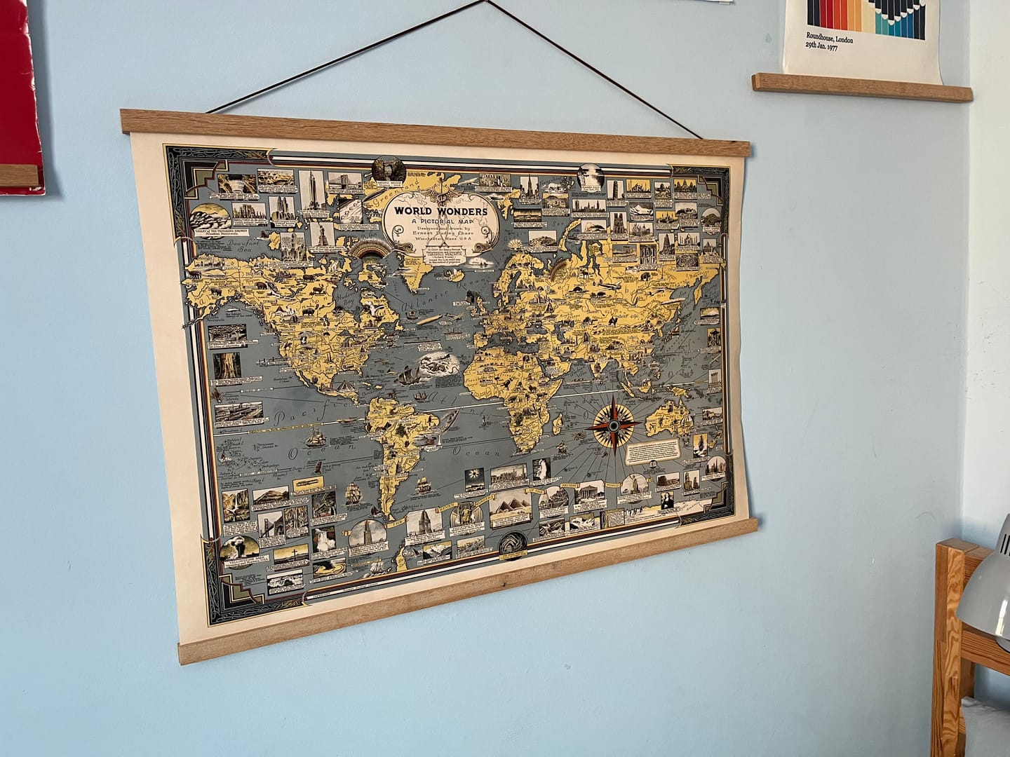 Customer photo review of Old Seven Wonders of the World Atlas Map, 1939 - Ancient and Modern - Pyramids, Empire State, Stonehenge