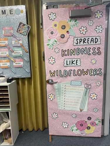 Customer photo review of Spread Kindness Like Wildflowers Pastel Classroom Door Decor | Pretty in Pastel