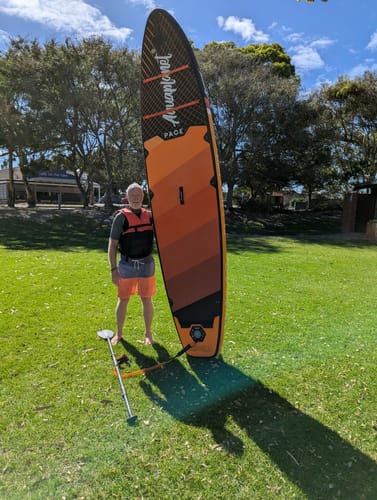 Customer photo review of Aquaplanet PACE Plus 11'8" Inflatable Paddle Board Package - Ember