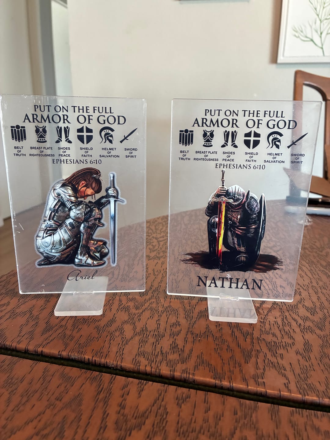 Customer photo review of Personalized Woman Warrior of God Put On The Full Armor of God Ephesians 6-10 Acrylic Plaque