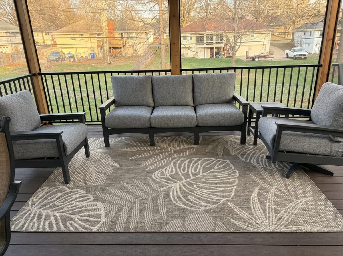 Customer photo review of Canopy Indoor/Outdoor Rug - Gray