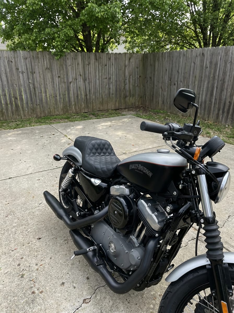 Customer photo review of Iron Born Diamond Stitch 2-Up Seat For Harley Sportster 1200 Nightster XL1200N Black