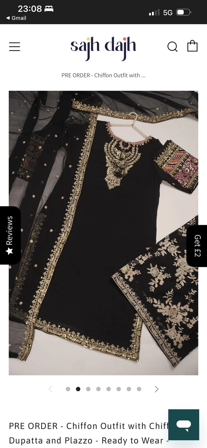 Customer photo review of Eid Outfit - Chiffon Outfit with Chiffon Dupatta and Plazzo  - Ready to Wear- MC-V6-D8 - Black