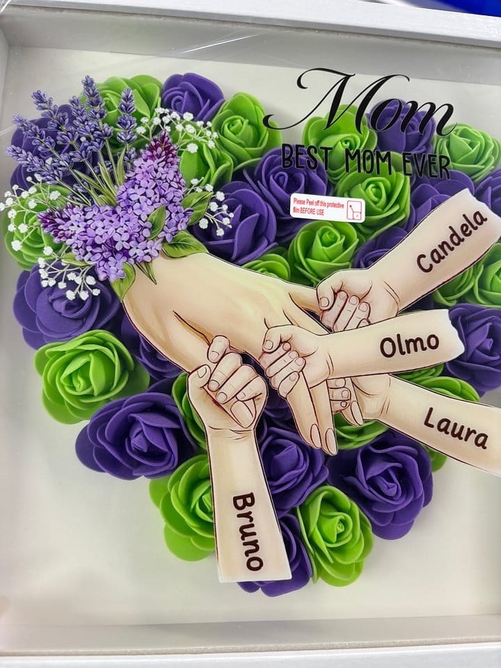 Customer photo review of Personalized Mom Holding Hands Shadow Box-Mother's Day Flower Frame
