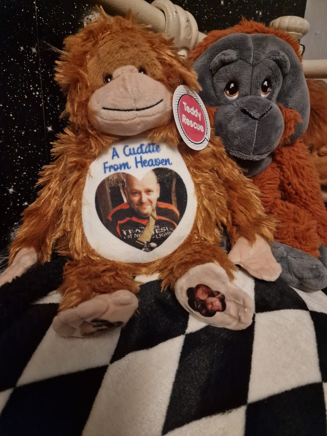 Customer photo review of A Cuddle from Heaven Personalised Photo Teddy Bear