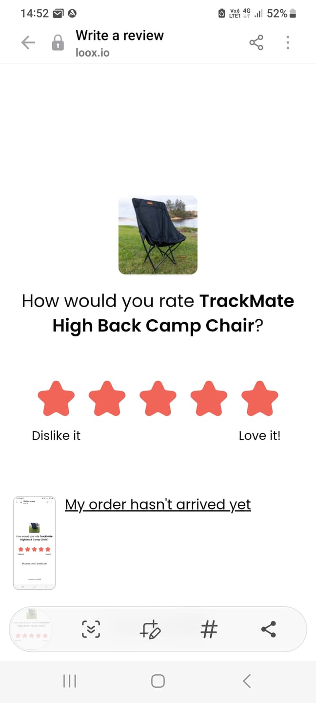 Customer photo review of TrackMate High Back Camp Chair