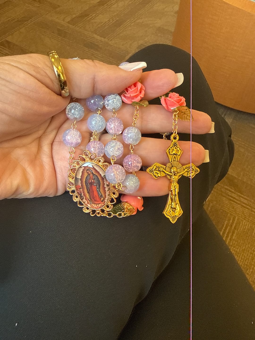 Customer photo review of FREE Today: Virgin Mary with Rose-Accented Rosary: Timeless Faith & Floral Faith Symbol