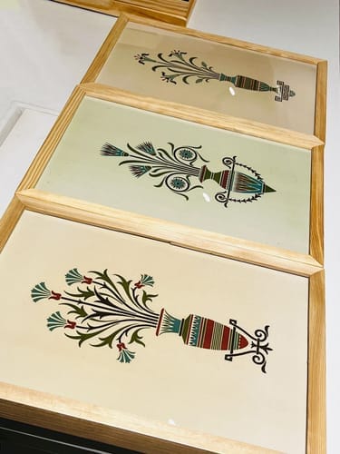Customer photo review of Mughal Motifs, Flower Motif, Set of 3, Set of Three Paintings