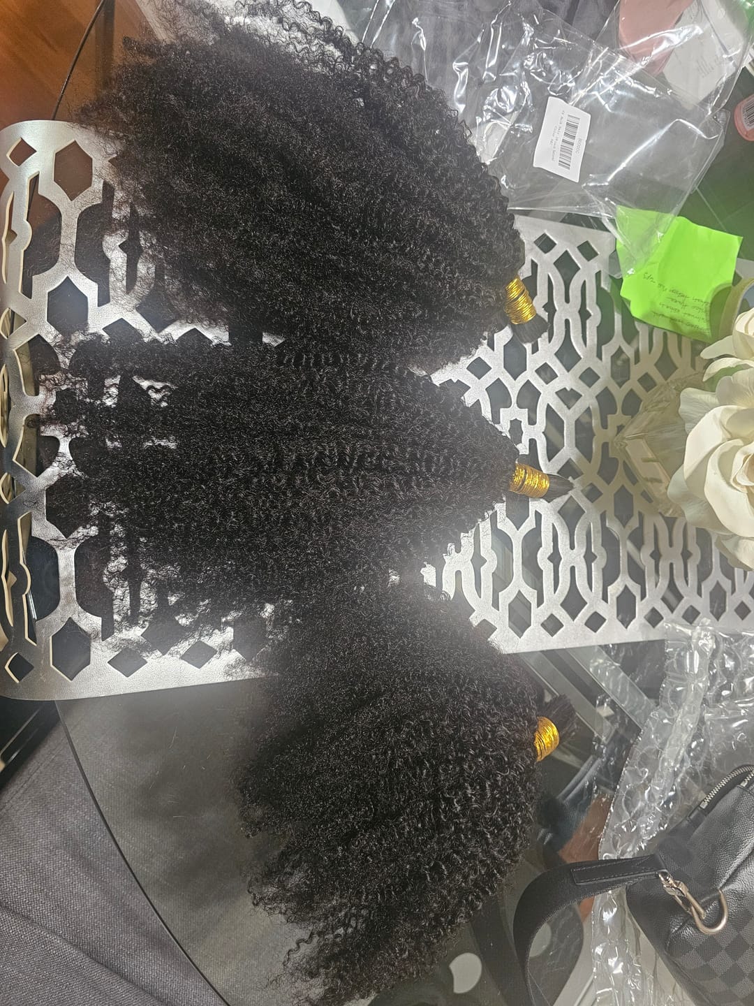 Customer photo review of Afro Kinky Curly Bulk Hair Extensions for Braiding