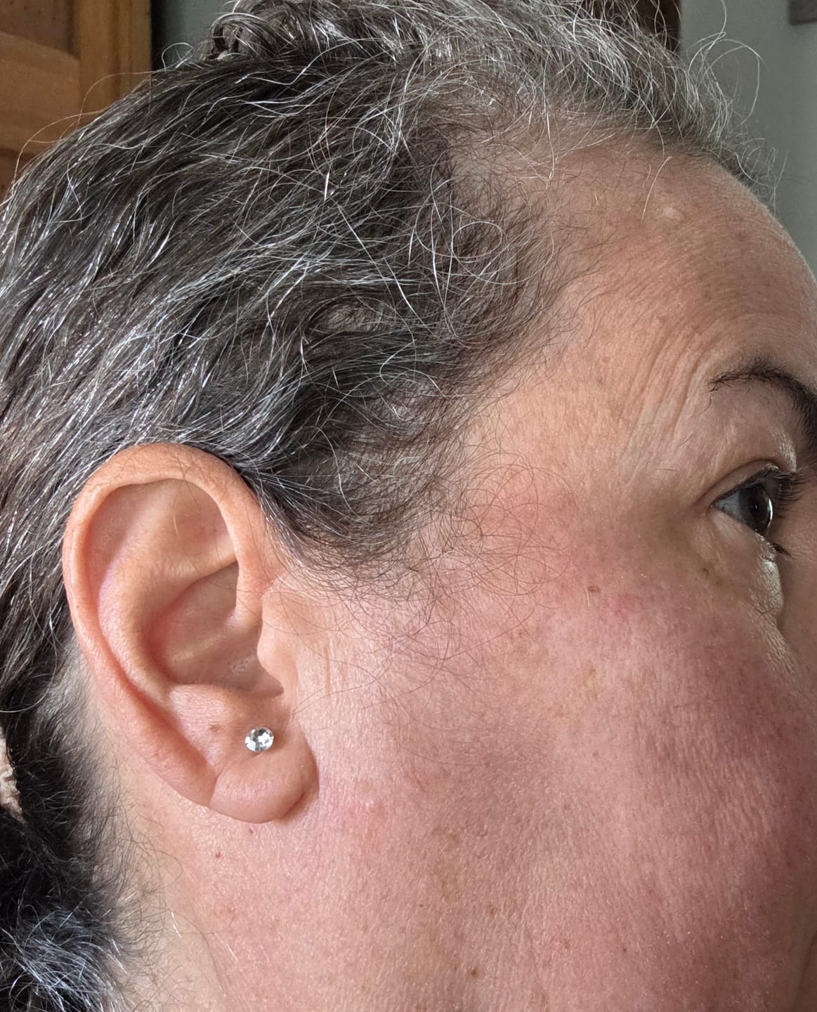 Customer photo review of Petite Faux Diamond Studs