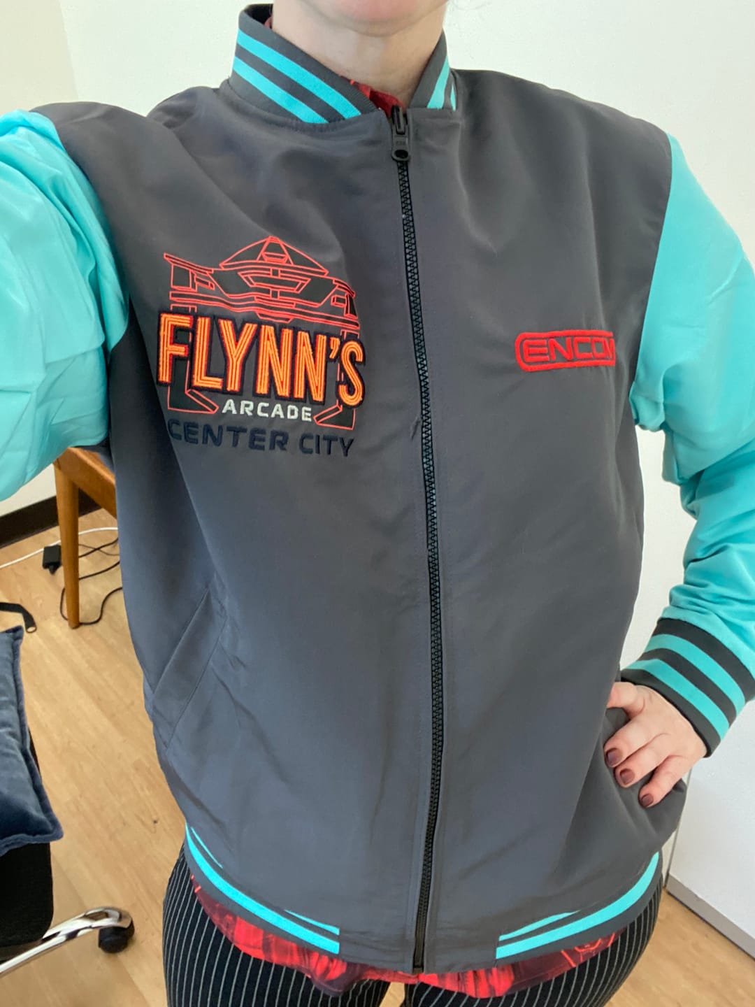 Customer photo review of Disney's Tron Legacy "Light Suit" – Reversible Bomber Jacket